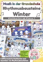 Vorschau - Arbeitsblätter - Rhythmusbausteine Winter – Differenzierte Klammerkarten für Musik | Rhythmus lesen, klatschen & zuordnen (Klasse 1–4) - Deckblatt
