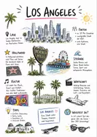 Vorschau - Arbeitsblätter - Lernposter + AB mit Fragen zum Thema "Los Angeles" + Lösungsblatt + Mindmap + Infografik - Deckblatt