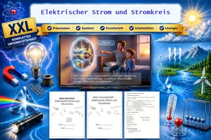 Vorschau - Stationenlernen - Elektrischer Strom und Stromkreis: Das XXL-Materialpaket (Sachtext, Geschichte, Forscherheft & Arbeitsblatt) - Deckblatt