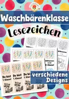 Vorschau - Mal- und Bastelvorlagen - Waschbärenklasse - Lesezeichen (Klassentier) - Deckblatt