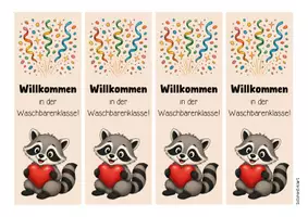 Vorschau - Mal- und Bastelvorlagen - Waschbärenklasse - Lesezeichen (Klassentier) - Seite 3