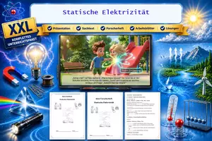Vorschau - Unterrichtsreihen - Statische Elektrizität: Das XXL Materialpaket (Sachtext, Geschichte, Forscherheft & Arbeitsblatt) - Deckblatt