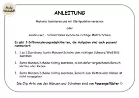 Vorschau - Arbeitsblätter - Klettaufgabe: EURO & CENT - TEACCH - 3-fach differenziert - Seite 2