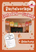 Vorschau - Mal- und Bastelvorlagen - Erntedank-Kürbis-Girlande | Bastelvorlage | Herbst - Deckblatt