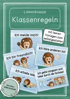 Vorschau - Poster - Löwenklasse / Klassentier Löwe - Klassenregeln - Deckblatt