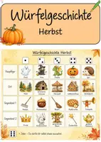 Vorschau - Aufgabenkarten - Würfelgeschichte Herbst & Halloween - kreatives Schreiben - Deckblatt