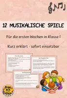 Vorschau - Unterrichtsreihen - 12 musikalische Kennenlernspiele für die 1. Klasse ~ Grundschule Musik - Deckblatt