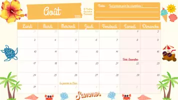 Aperçu - Affichage - Calendrier pour assistante maternelle du 08/26 au 12/27 - Page 1