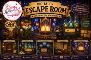 Vorschau - Spiele - Das gestohlene Wörterbuch - ein digitaler Escape Room ab Klasse 3 - Deckblatt