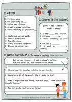 Προεπισκόπηση - Φύλλα εργασίας - Clothes sayings worksheet for A1-A2 EFL learners - Σελίδα 1