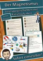 Vorschau - Arbeitsblätter - Der Magnetismus – Lesespurgeschichte mit Rätselaufgaben (Klasse 7) - Deckblatt