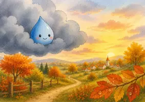Vorschau - Bildkarten - Kamishibai Geschichte Regentropfen entdeckt den Herbst - Seite 1