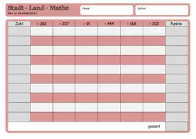 Vorschau - Spiele - Kopfrechnen - Stadt/Land/Mathe (Addition und Subtraktion + Mal- und Blankovorlage) - Seite 3