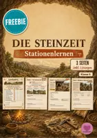 Vorschau - Arbeitsblätter - Steinzeit - Stationenlernen | Freebie - Deckblatt