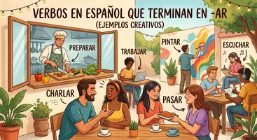 Vorschau - Arbeitsblätter - Spanische Grammatik: Verbos en -ar (Beispiele + Lückentext + Lösungen / Freebie) - Deckblatt