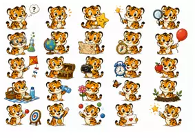 Vorschau - selbst erstellte Cliparts/Grafiken - 50 Cliparts - Klassentier Tiger - Tigerklasse - Deckblatt