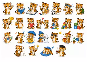 Vorschau - selbst erstellte Cliparts/Grafiken - 50 Cliparts - Klassentier Tiger - Tigerklasse - Seite 1