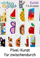 Vorschau - Mal- und Bastelvorlagen - Kunst | Pixel Art | Kunstunterricht | Kunstprojekt | Rasterbilder | Klasse 1-4 - Deckblatt