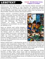 Vorschau - Stundenentwürfe - Robotik : Leseverständnis und Wortsuchrätsel mit Lösungen - Seite 1