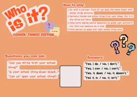 Vorschau - Spiele - Who is it? - School things Edition - English Speaking Game - Seite 1