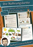 Vorschau - Arbeitsblätter - Die Nahrungskette – Lesespurgeschichte mit Rätselaufgaben (Klasse 7) - Deckblatt
