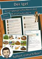 Vorschau - Mal- und Bastelvorlagen - Der Igel – Lesespurgeschichte mit Rätselaufgaben (Klasse 6) - Deckblatt