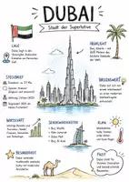Vorschau - Arbeitsblätter - Lernposter + AB mit Fragen zum Thema "Dubai" + Lösungsblatt + Mindmap + Infografik - Deckblatt
