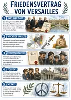 Vorschau - Arbeitsblätter - Lernplakat + Arbeitsblätter zum Thema "Friedensvertrag von Versailles" + Lösung & MP3 + Mindmap + Infografik - Deckblatt