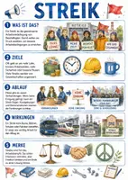 Vorschau - Arbeitsblätter - Lernposter + Arbeitsblätter zum Thema "Streik" + Lösung & MP3 + Mindmap + Infografik - Deckblatt