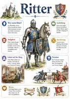Vorschau - Arbeitsblätter - Lernposter + Arbeitsblätter zum Thema "Ritter" + Lösung & MP3 + Mindmap + Infografik - Deckblatt
