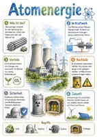 Vorschau - Arbeitsblätter - Lernposter + AB mit Fragen zum Thema "Atomenergie" + Lösungsblatt + Mindmap + Infografik - Deckblatt