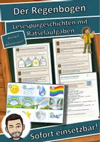 Vorschau - Mal- und Bastelvorlagen - Der Regenbogen – Lesespurgeschichte mit Rätselaufgaben (Klasse 6) - Deckblatt