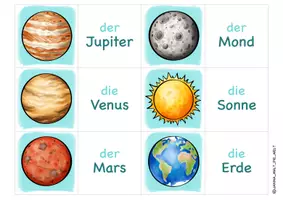 Vorschau - Arbeitsblätter - Zuordnungsspiel "Weltraum" / Lernspiel Himmelskörper - Seite 1