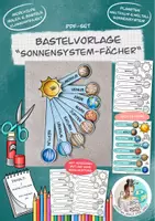 Vorschau - Mal- und Bastelvorlagen - Bastelvorlage "Sonnensystem-Fächer" / Merkhilfe Planeten - Deckblatt