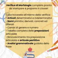 anteprima - Esercizi - Verifica di Morfologia (Nomi,Articoli,Preposizioni,Analisi) - Pagina 1