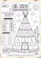 Vista previa - Hojas de trabajo - ¡Resuelve las multiplicaciones, colorea y aprende! - página 1