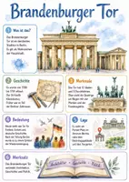 Vorschau - Arbeitsblätter - Lernposter + AB mit Fragen zum Thema "Brandenburger Tor" + Lösungsblatt + Infografik - Deckblatt