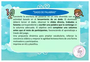 Vista previa - Juegos / Gamificación - DADOS DE PALABRAS PARA PENSAR Y ESCRIBIR - página 1