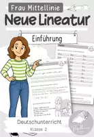 Vorschau - Arbeitsblätter - Neue Lineatur in Klasse 2 mit Frau Mittellinie - Deckblatt