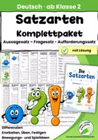 Vorschau - Anderer Materialtyp - Satzarten-Komplettpaket | Aussagesatz, Fragesatz & Aufforderungssatz | Deutsch Klasse 2 - Deckblatt