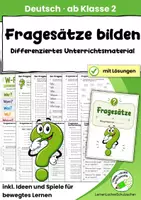 Vorschau - Anderer Materialtyp - W-Fragen üben & Fragesätze bilden | Satz-Werkstatt Deutsch Klasse 2 - Deckblatt