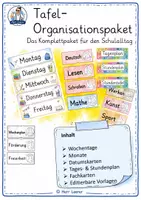 Vorschau - Präsentationen/Tafelbilder - Tafelorganisation – Komplettpaket | Magnetischer Kalender, Tages- & Stundenplan für die Grundschule - Deckblatt