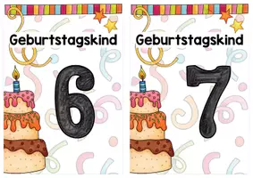 Vorschau - Mal- und Bastelvorlagen - Geburtstagskind Aufsteller/Grußkarte - Seite 1