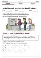 Vorschau - Arbeitsblätter - Textbelege nutzen – Basisscreening Klasse 5–6 - Deckblatt