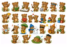 Vorschau - selbst erstellte Cliparts/Grafiken - 50 Cliparts Klassentier Bär - Klassentier Bär - Deckblatt