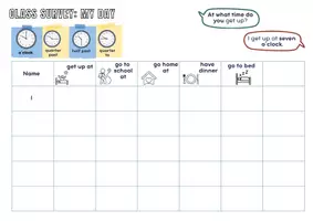 Vorschau - Arbeitsblätter - Telling the time - my daily routine - Seite 1