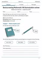 Vorschau - Arbeitsblätter - Dezimalzahlen rechnen Basisscreening Klasse 5–6 - Deckblatt