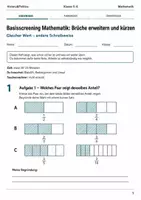 Vorschau - Arbeitsblätter - Brüche erweitern und kürzen Basisscreening Klasse 5–6 - Deckblatt