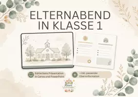 Vorschau - Präsentationen/Tafelbilder - Elternabend Klasse 1 - editierbare Präsentation mit Elterninformation - Deckblatt