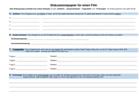 Vorschau - Arbeitsblätter - Diskussionspapier für einen Film - Deckblatt